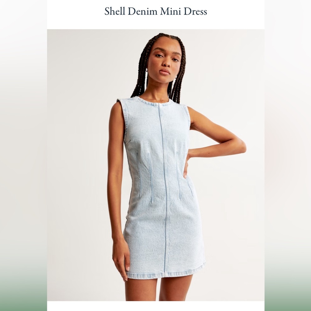Abercrombie shell denim mini dress in light wash